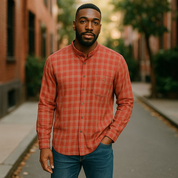 Tommy Bahama 100% Silk Plaid Long Sleeve Button Down Shirt Size Large - Picture 1 of 8